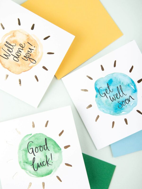 Greetings cards - well done you, get well soon, good luck
