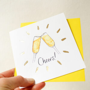 Cheers! champagne card with champagne glasses