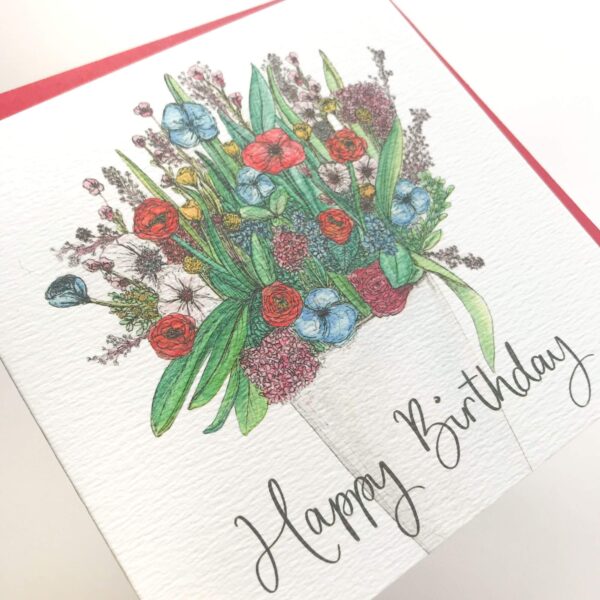 Floral bouquet happy birthday card