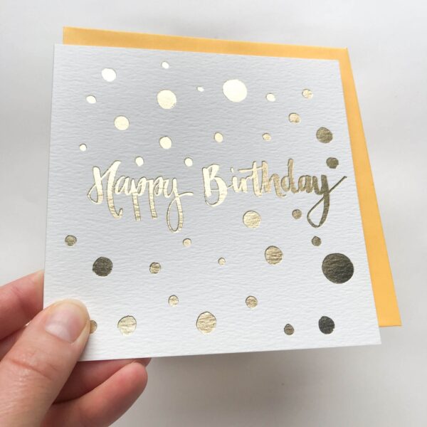 Gold happy birthday card with luxury gold foil detail