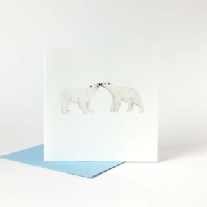 Printed card - two cute cute polar bears touching noses