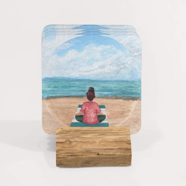 meditating by the sea - set of coasters
