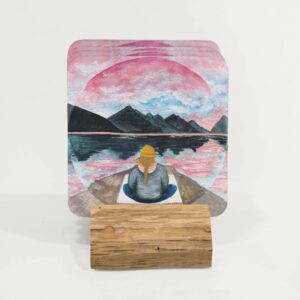 meditating by the mountains - set of coasters