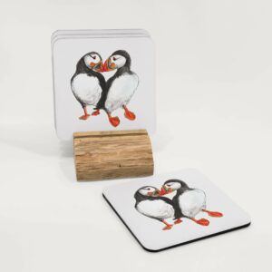 4 Puffin coasters