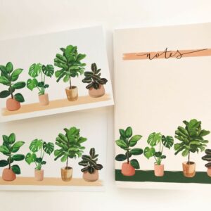 matching illustrated house plant selection of gifts, including notebook and postcards