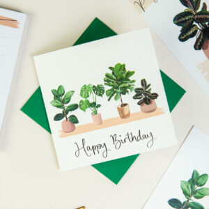house plants birthday card and postcards
