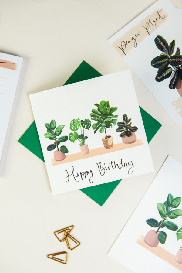 house plants birthday card and postcards