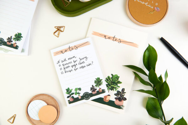 house plants stationery bundle, notepad and notebook