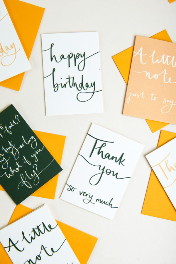 mini notecards set with thank you, birthday and positive messages