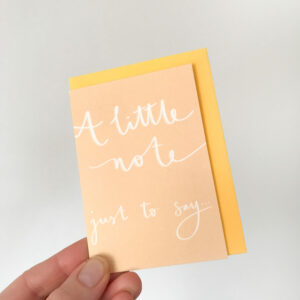 a note to say mini notecard, in yellow with white text