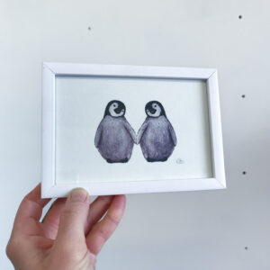 Sunshine for Breakfast - small framed penguin art print